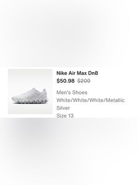 Nike Air Max Men's  DN8 Sneakers in White and Silver